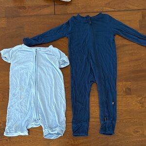 12-18 mo Kyte and Little Sleepies bamboo rompers in blue